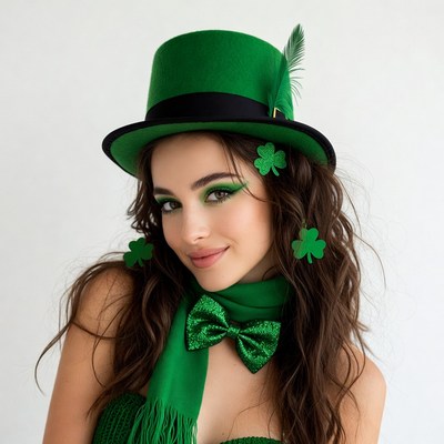 Girl in green festive attire
