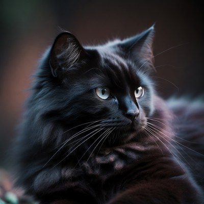 Elegant black cat in soft light