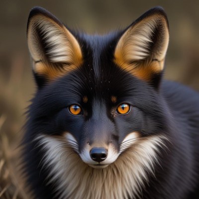 Beautiful black fox in nature