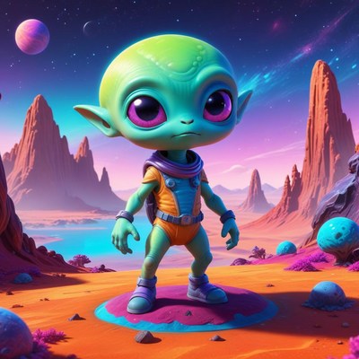 Colorful alien on distant planet