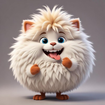 Cute fluffy character with big smile