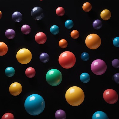 Colorful spheres on black background
