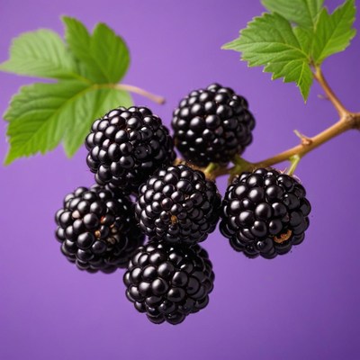 Fresh blackberries on purple background