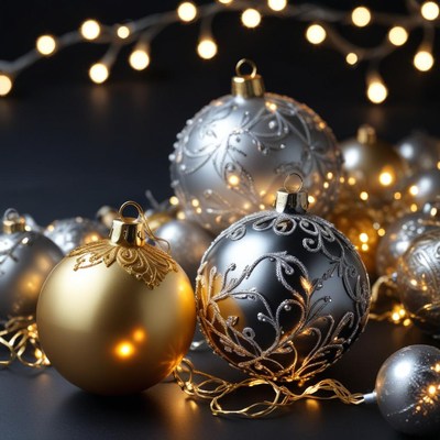 Luxurious holiday ornaments on display