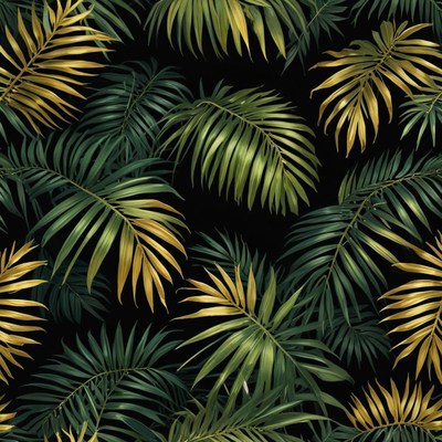 Tropical leaves on black background