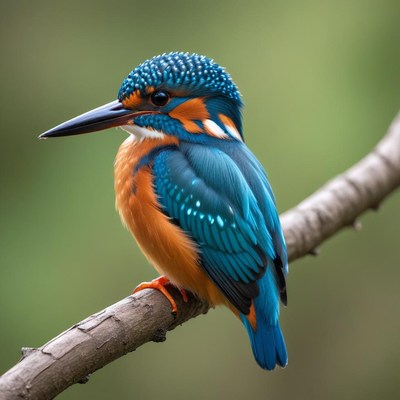 Colorful kingfisher perched on branch