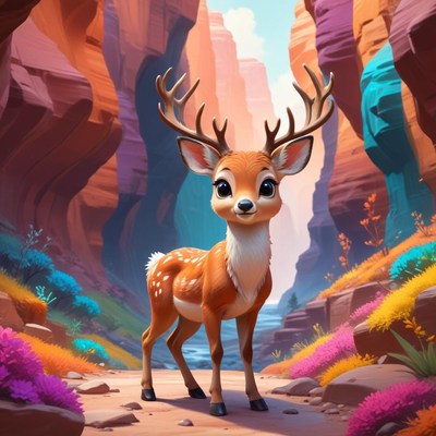 Cute deer in colorful canyon