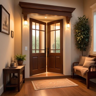 Elegant entrance with warm lighting
