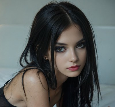 Close-up of a woman with dark hair