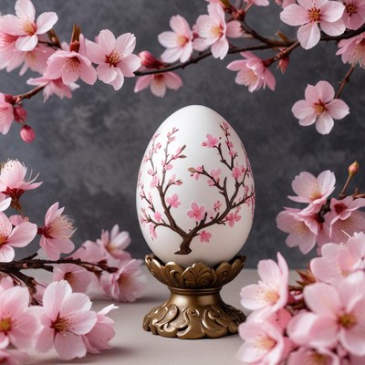 Ornate egg with cherry blossoms