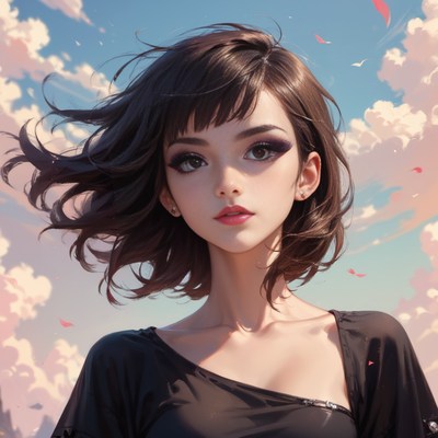 Portrait of a young woman with flowing hair