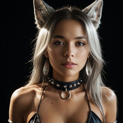 Stylish portrait with cat ears
