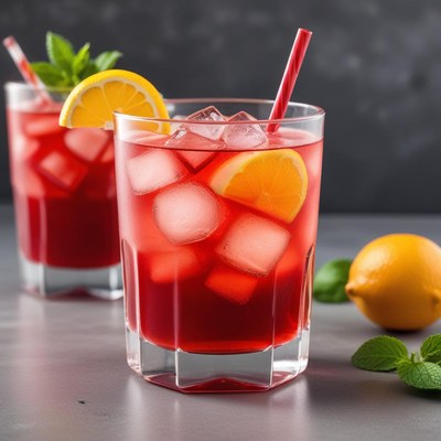 Refreshing summer drinks with lemon slices