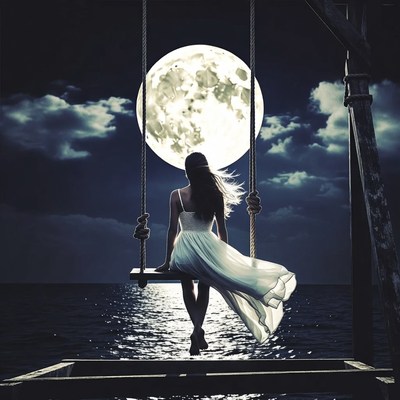 Night swing under the full moon