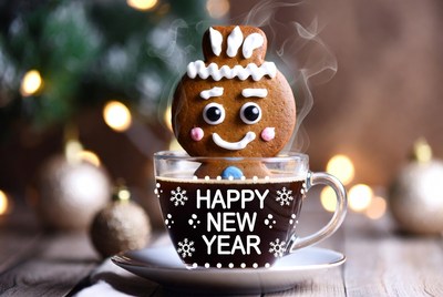 Gingerbread cookie in coffee cup