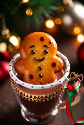 Gingerbread cookie in hot drink