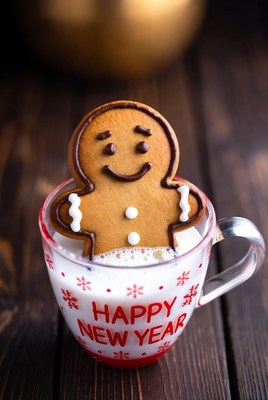 Gingerbread cookie in milk cup