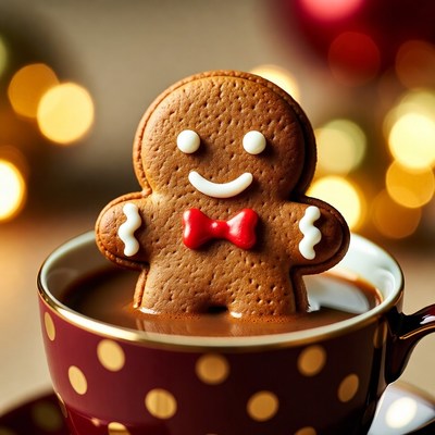 Gingerbread cookie in hot drink