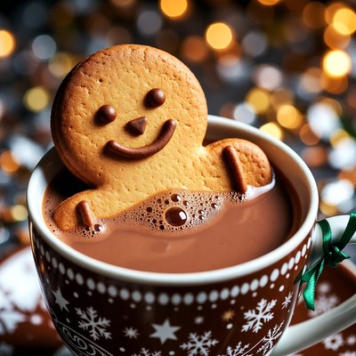 Gingerbread cookie in hot chocolate