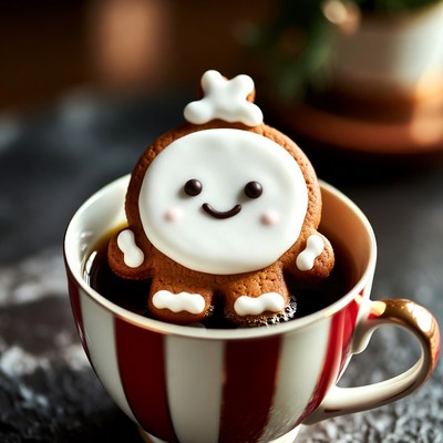 Gingerbread cookie in coffee cup