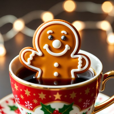 Gingerbread cookie in a warm drink
