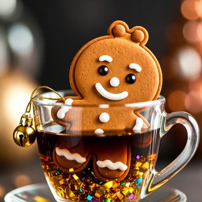 Gingerbread cookie in warm drink