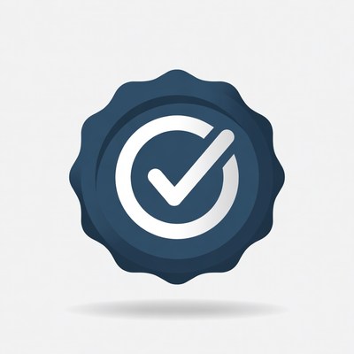 Blue checkmark seal of approval design