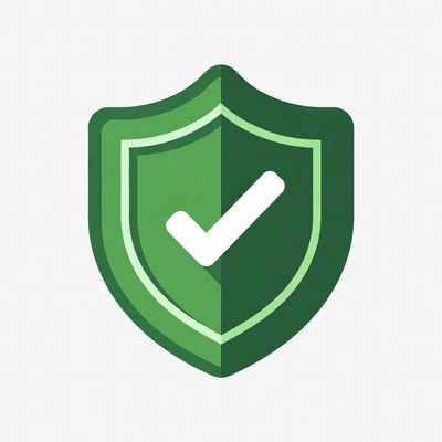 Green security shield with check mark