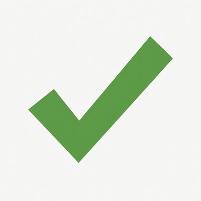 Green check mark symbol on white background