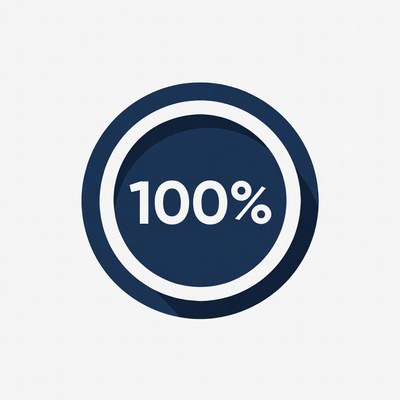 Percent symbol in blue circle design