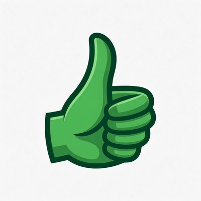 Green thumbs up symbol for approval