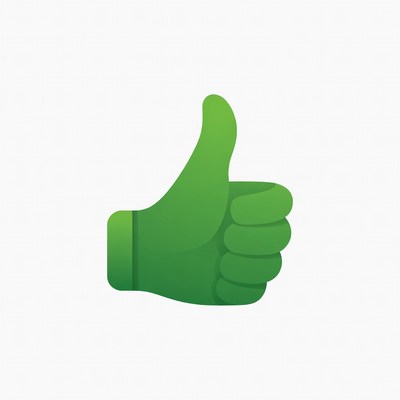 Green thumbs up symbol for approval