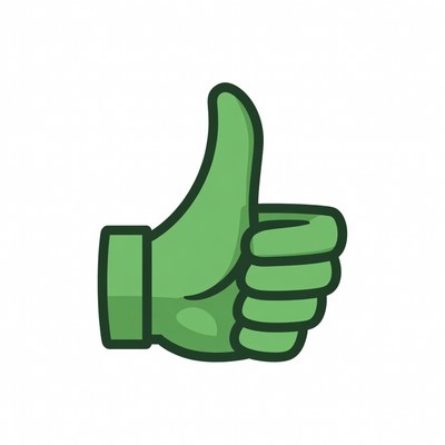 Green thumbs up symbol in graphic design