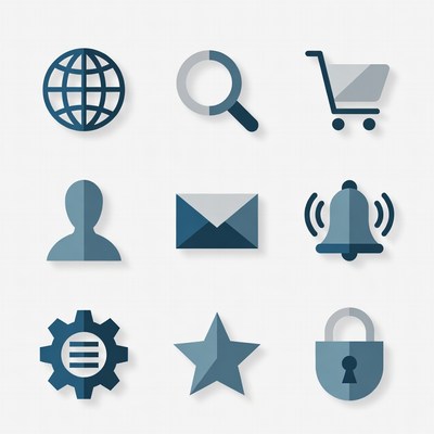 Simple flat design icons for web use