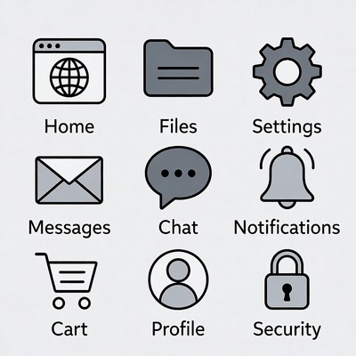 User interface design icons for navigation