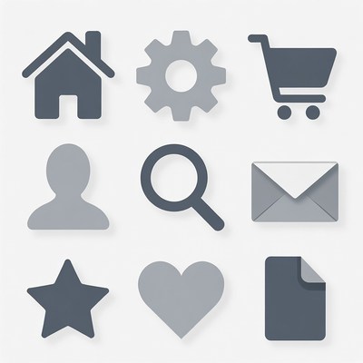 Simple icon set in grayscale design