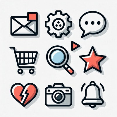 Icons representing various digital activities
