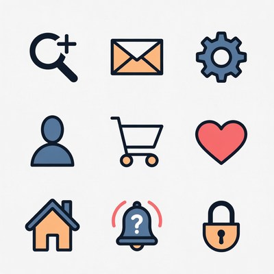 Icons representing different digital functions