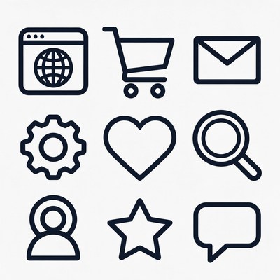 Icons for digital chat and shopping