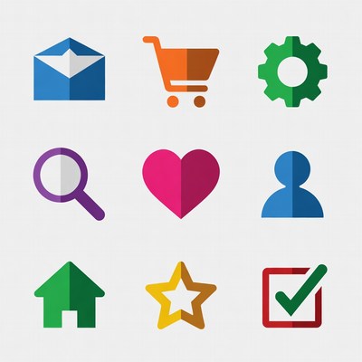 Colorful flat design icons collection