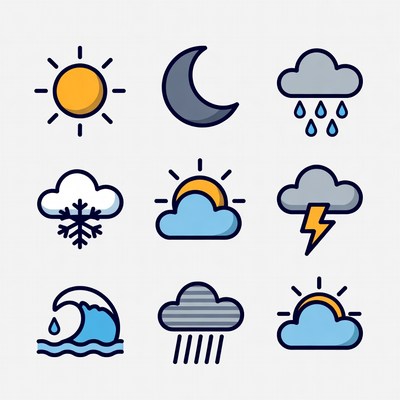 Weather icons representing different conditions