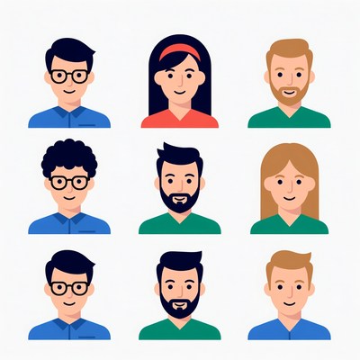 Diverse group of friends in a grid