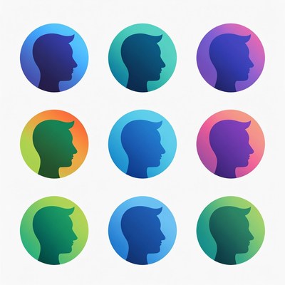 Colorful silhouettes in circular design