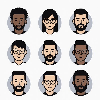 Diverse group of cartoon faces