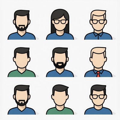 Diverse faces in simple style