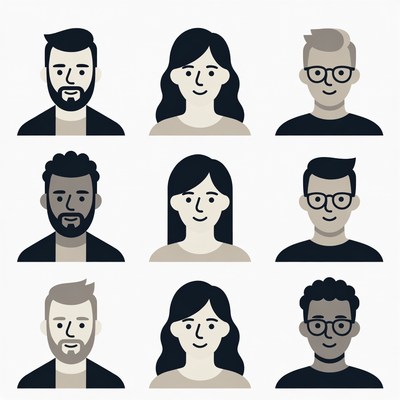 Diverse group of illustrated faces