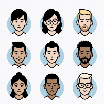 Diverse group of cartoon faces