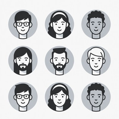 Diverse group of illustrated faces