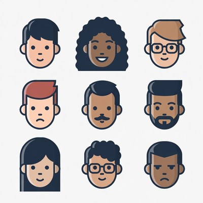 Expressive faces in a grid