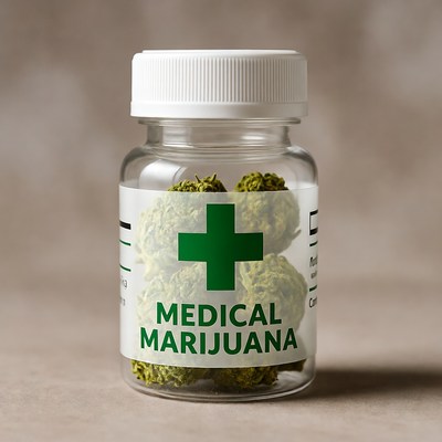 Medical marijuana in glass container